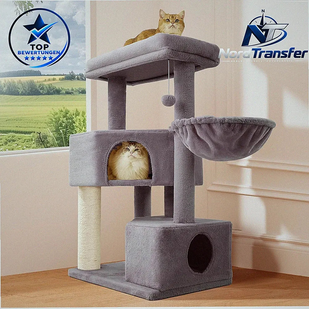 Katzenbaum Groß 105 cm Dunkelgrau Kratzbaum für Katzen Haustier Möbel