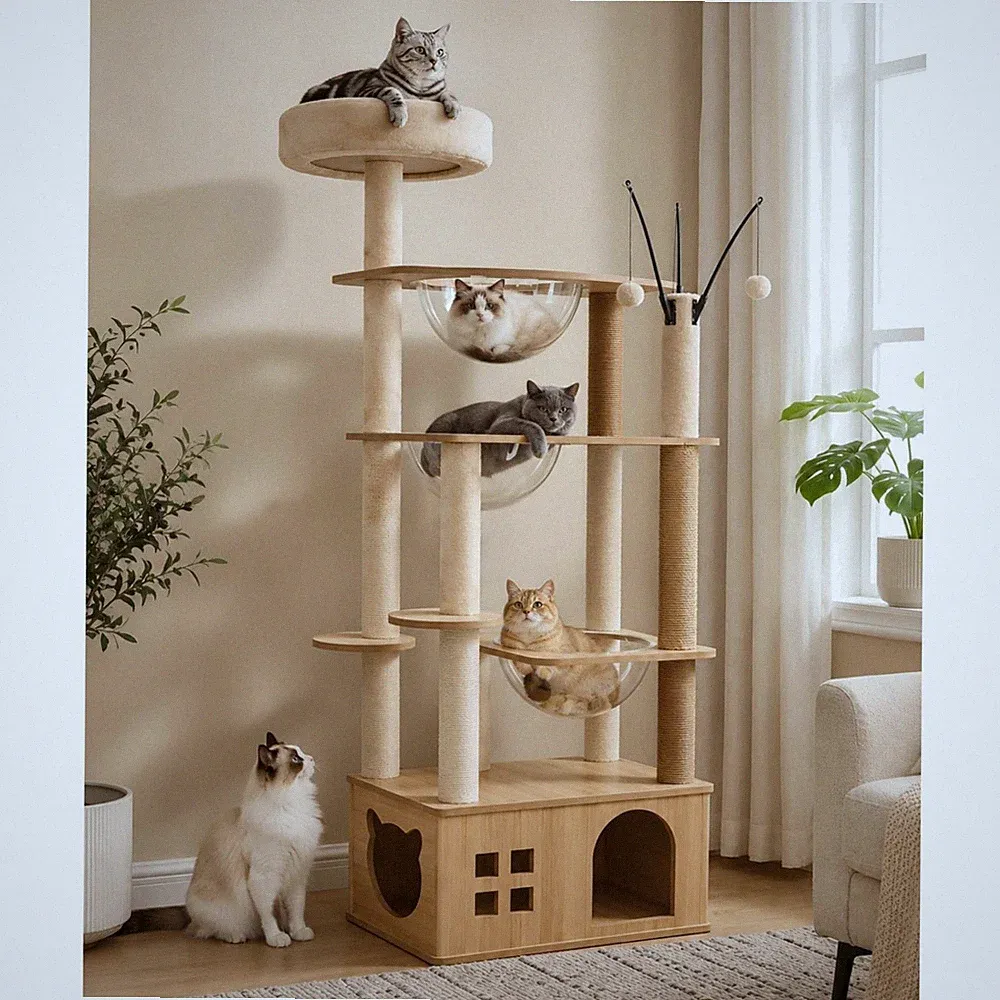Katzenbaum groß Kratzbaum Katze Kratzbaum Holz Spielbaum 173cm