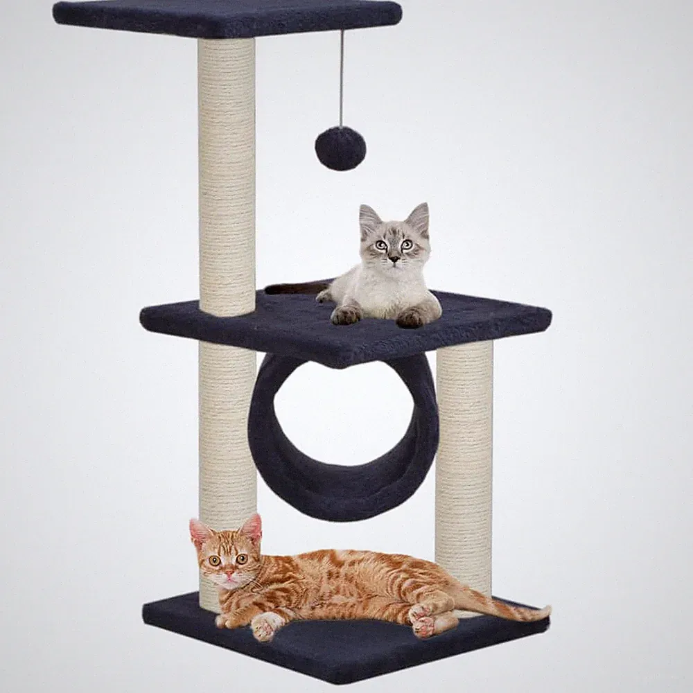 Katzenbaum Katzen-Kratzbaum Sisal Haustier Kletterbaum Spielbaum 65cm Grau Beige