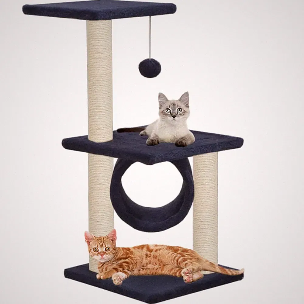 Katzenbaum Katzen-Kratzbaum Sisal Haustier Kletterbaum Spielbaum 65cm Grau Beige