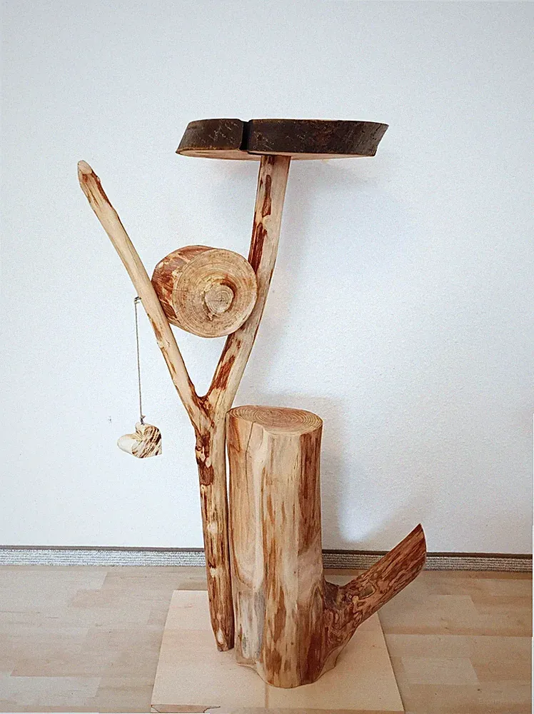 Katzenbaum Kratzbaum Baumstamm Natur Holz Ulme Unikat Handmade 1,09m