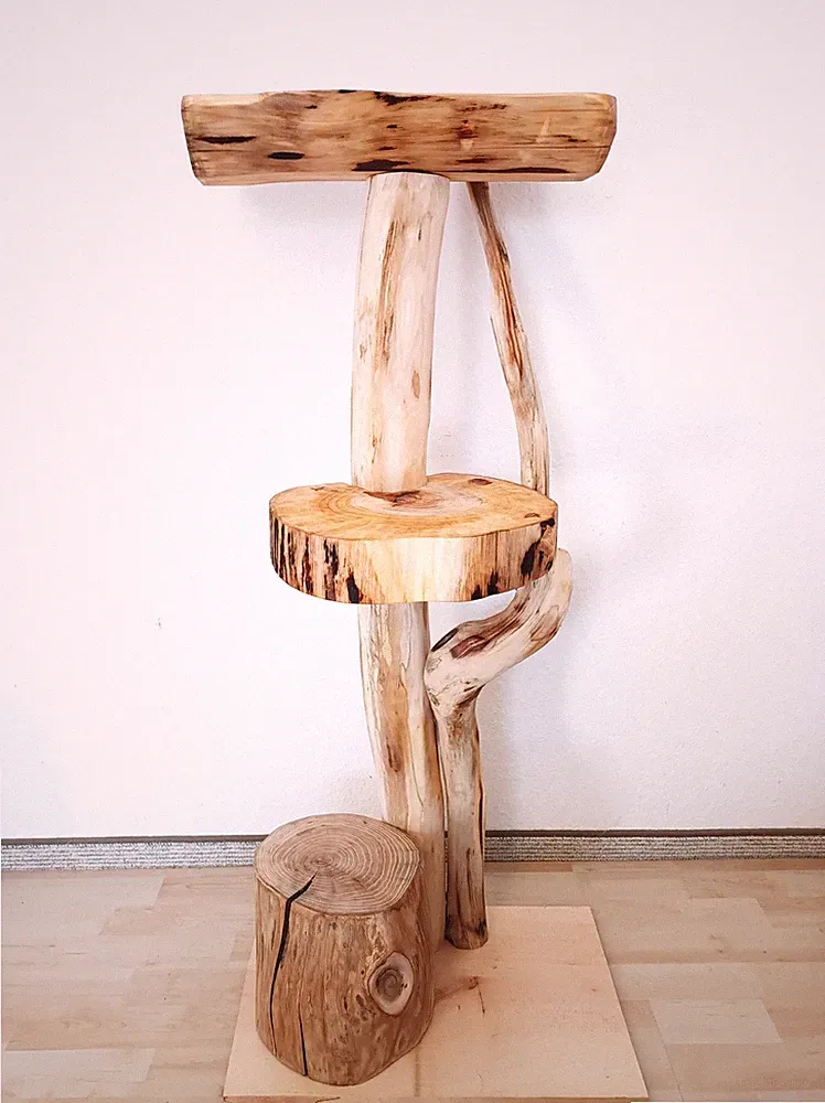 Katzenbaum Kratzbaum Baumstamm Natur Holz Ulme Unikat Handmade Balkon 1,07m