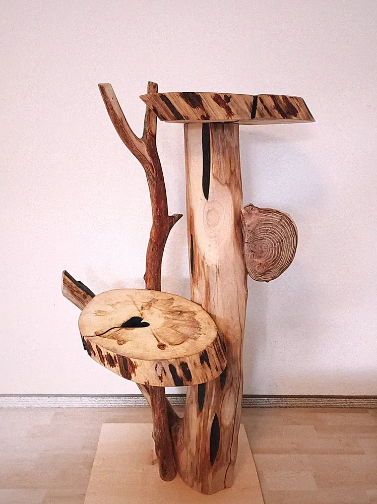 Katzenbaum Kratzbaum Baumstamm Natur Holz Ulme Unikat Handmade Balkon 1,08m