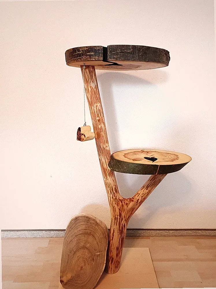 Katzenbaum Kratzbaum Baumstamm Natur Holz Ulme Unikat Handmade Balkon 1,09m