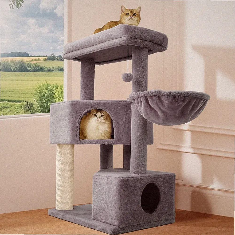 Katzenbaum Kratzbaum groß 105 cm Kletterbaum Aktivitätsbaum mit Höhlen Plattform