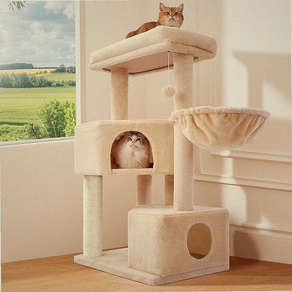 Katzenbaum Kratzbaum groß 105cm, Kletterbaum Aktivitätskratzbaum, Katzenmöbel...