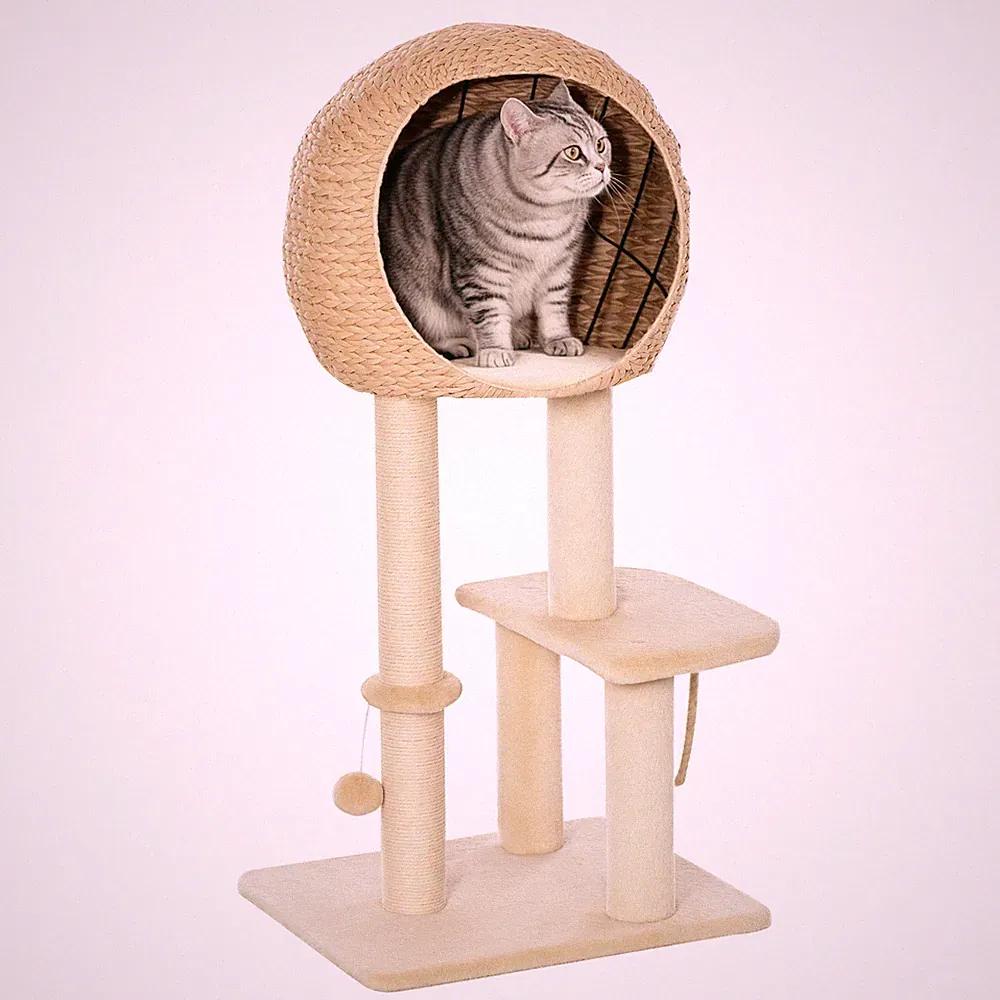 Katzenbaum Kratzbaum Kätzchen Möbel mit Katzenhöhle Sisal weiche Plüsch Beige
