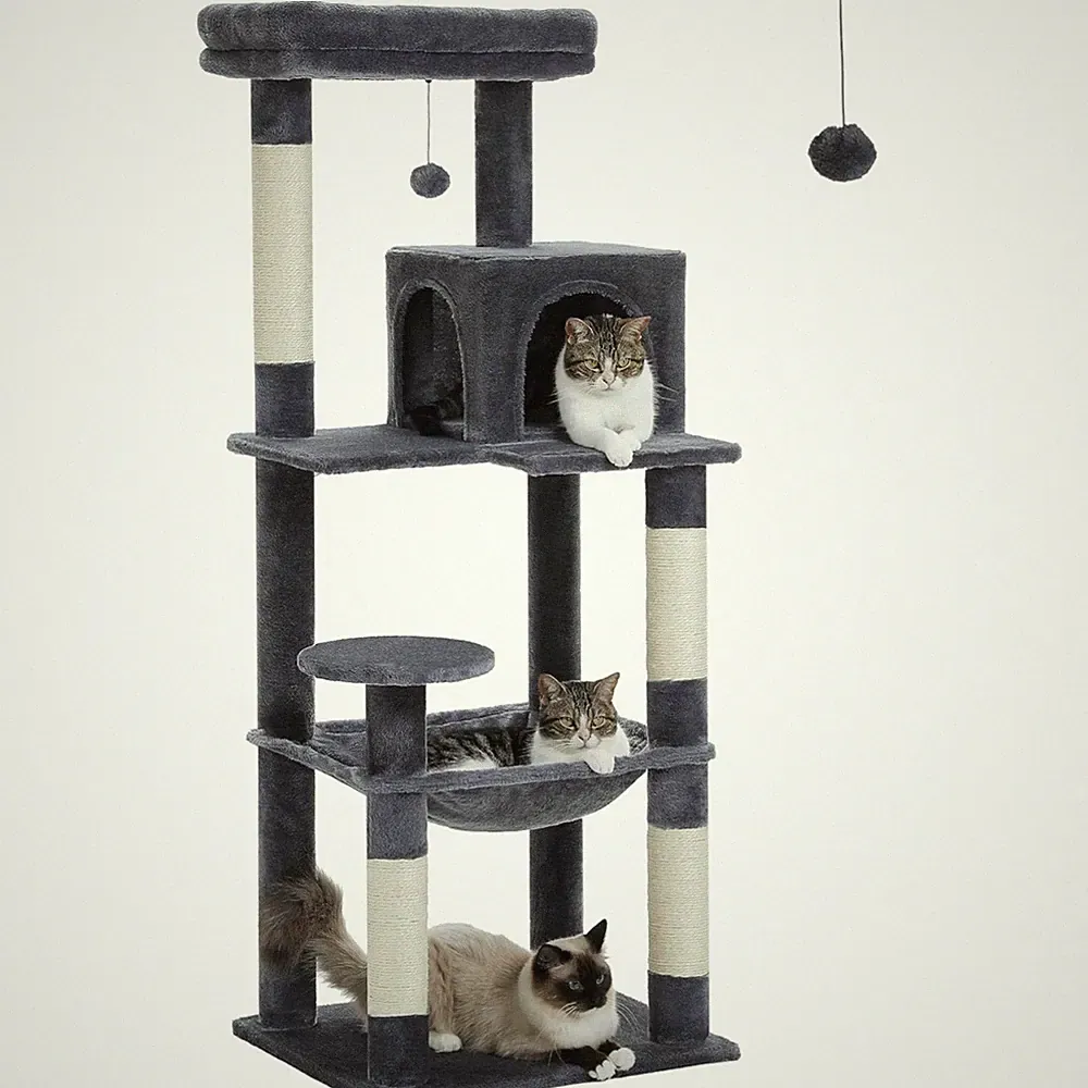 Katzenbaum Kratzbaum Katzen torre 143cm Aktiv Holz Stoff