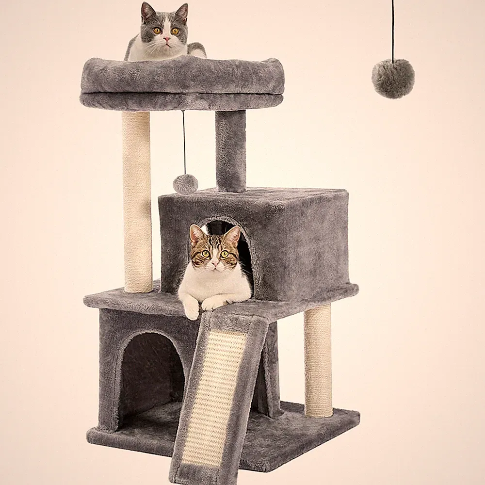Katzenbaum Kratzbaum Kratzmöbel 86cm Kratzbaum Katze Holz Sisal Grau