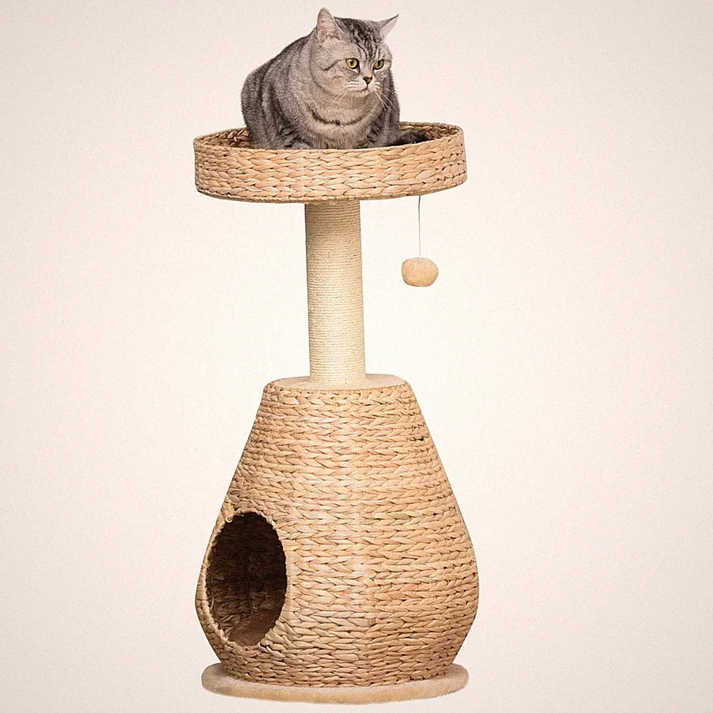 Katzenbaum Kratzbaum mit Katzenhöhle Sisal Höhe 82,5 cm weiche Plüsch Renoviert