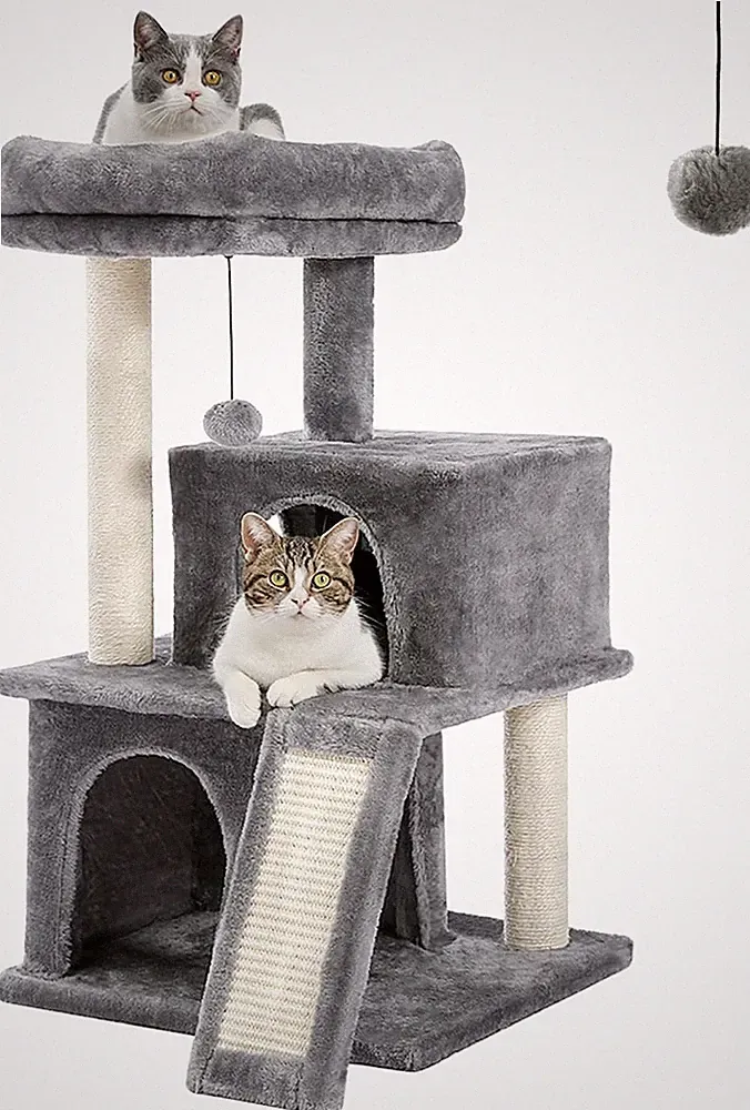 Katzenbaum Kratzbaum mit Sisal Seil Liegehöhle Spielhaus für kleine bis mittlere