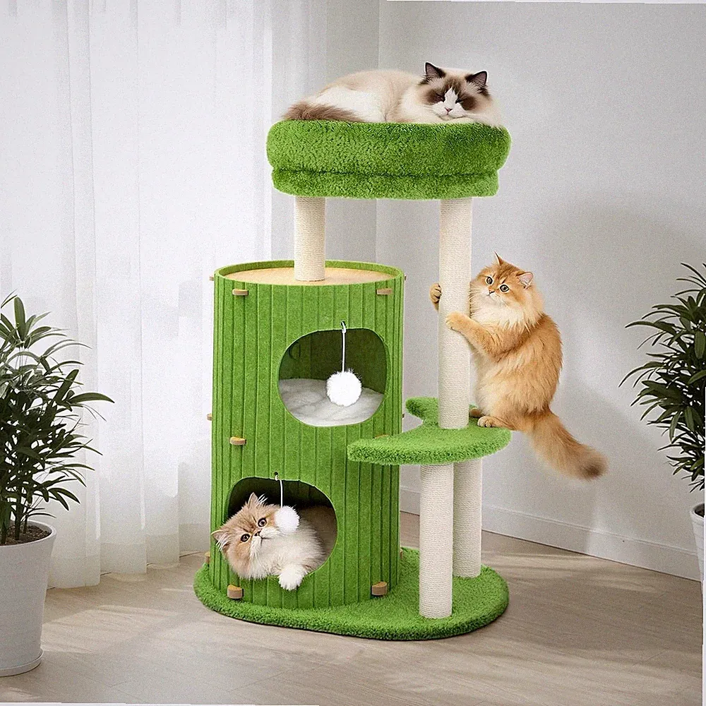 Katzenbaum Kratzbaum Stabil Kletterbaum 93cm mit Kratztonne Sisal Spielbaum