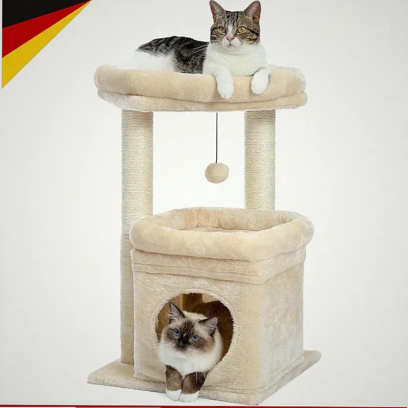 Katzenbaum Mehrstöckig Sisal-überzogen Kratzbaum Katzenwohnung Beige für Katzen