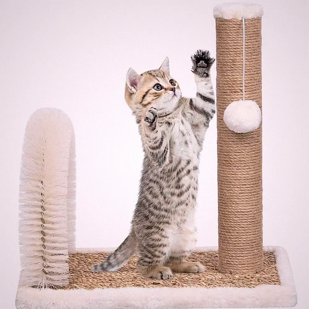 Katzenbaum mit Fellpflegebogen Kratzsäule Kratzbaum Katzenkratzbaum vidaXL