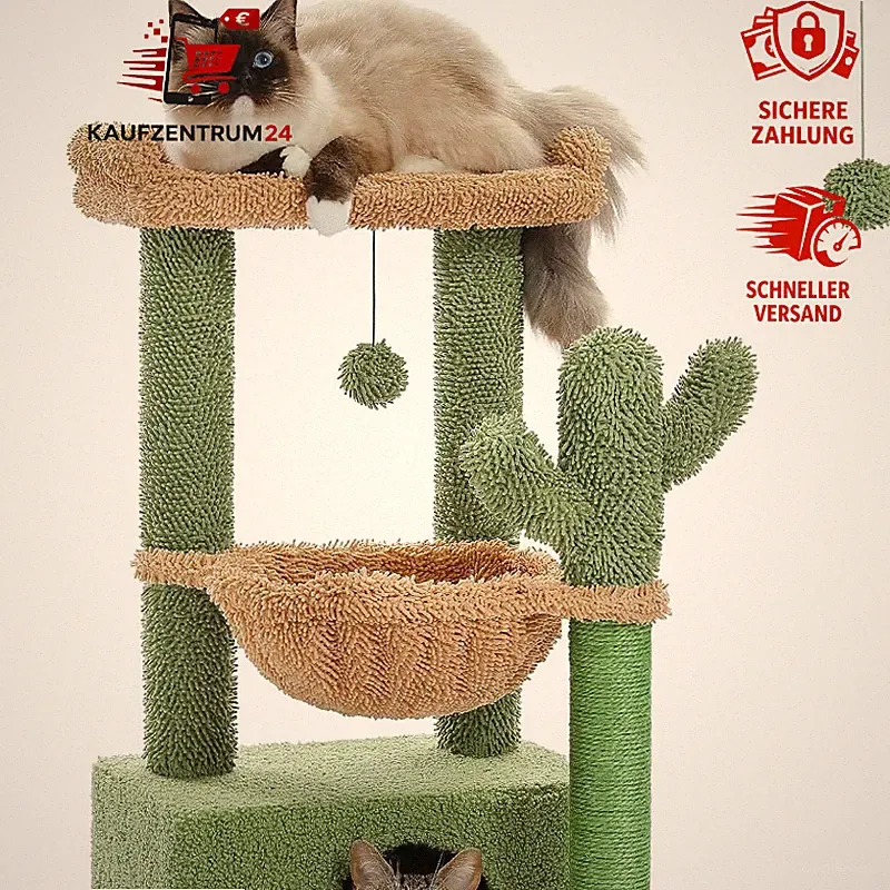 Katzenbaum mit Hängematte und Kratzsäule, 83 cm, Grün