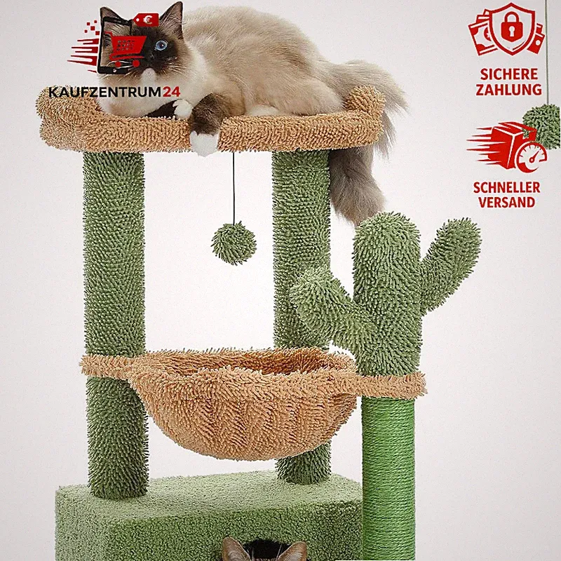 Katzenbaum mit Hängematte und Sisal für Indoor-Katzen, 83 cm Grün