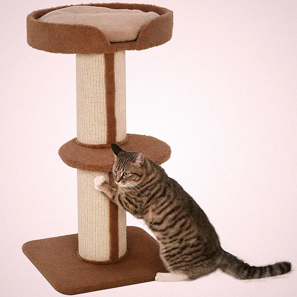 Katzenbaum Spielbaum Kratzstamm mit Plattform Sisal Plüsch 3 Farbe