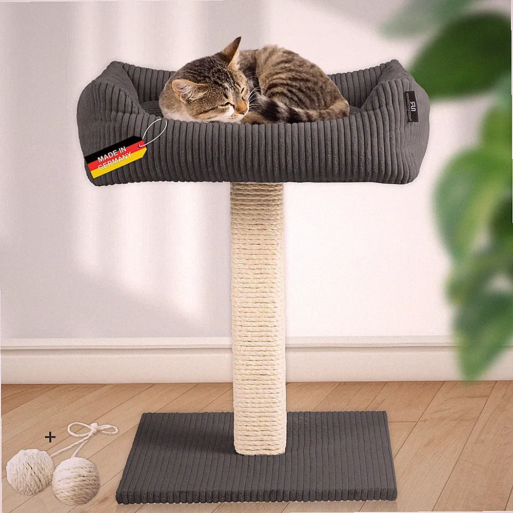 Katzenbaum Wolly | kleiner Kratzbaum mit kuscheligem Katzenbett | versch. Farben
