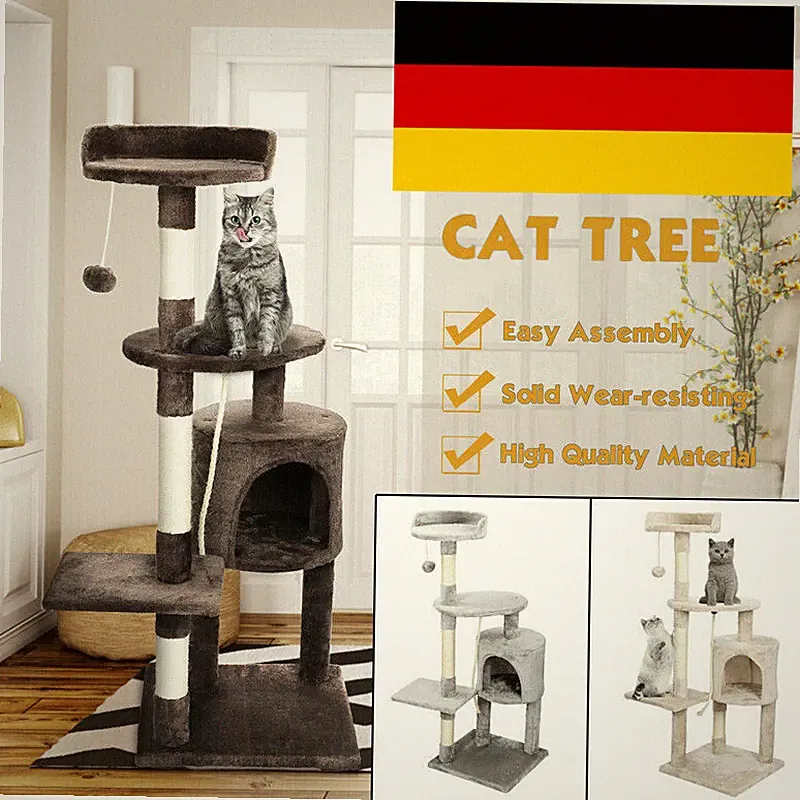 Katzenbaum XL Kletterturm 112cm Höhe Deckenhoch Sisal Katzen Kratzbaum