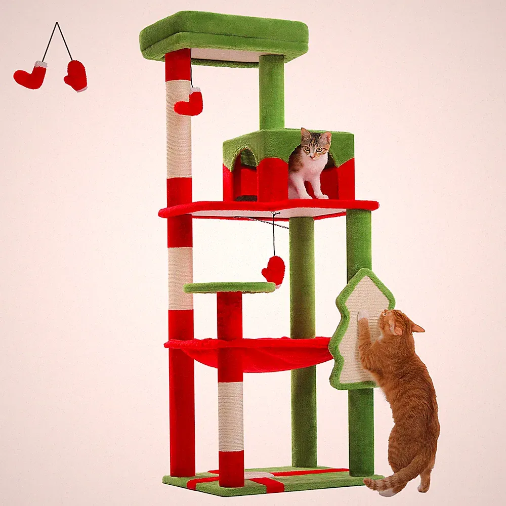 Katzenbaum XXL 143cm 5 Etagen Hängematte Höhle Sisal Kratzbaum weiß