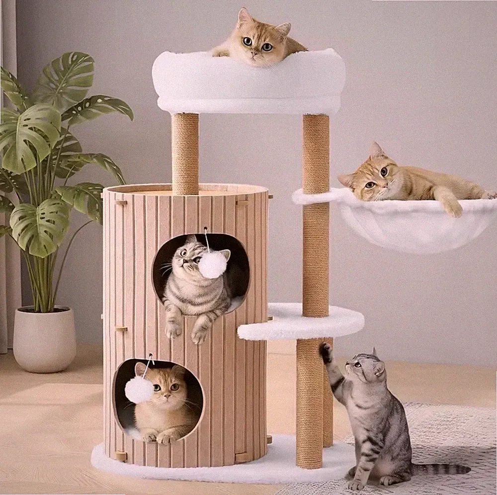 Katzenbaum XXL Hochwertiger Kratzbaum mit Schlafhaus, Sisal, Spielball