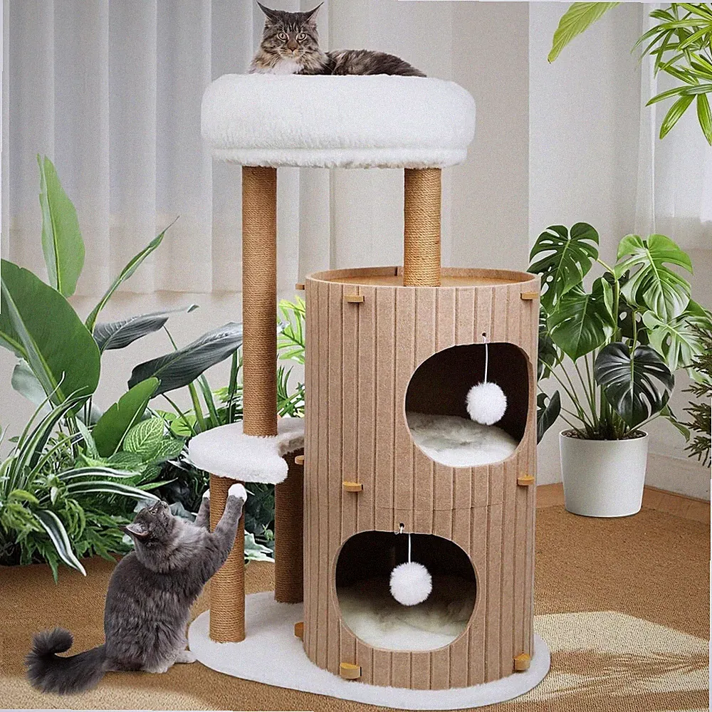 Katzenbaum XXL Hochwertiger Kratzbaum mit Schlafhaus, Sisal, Spielball