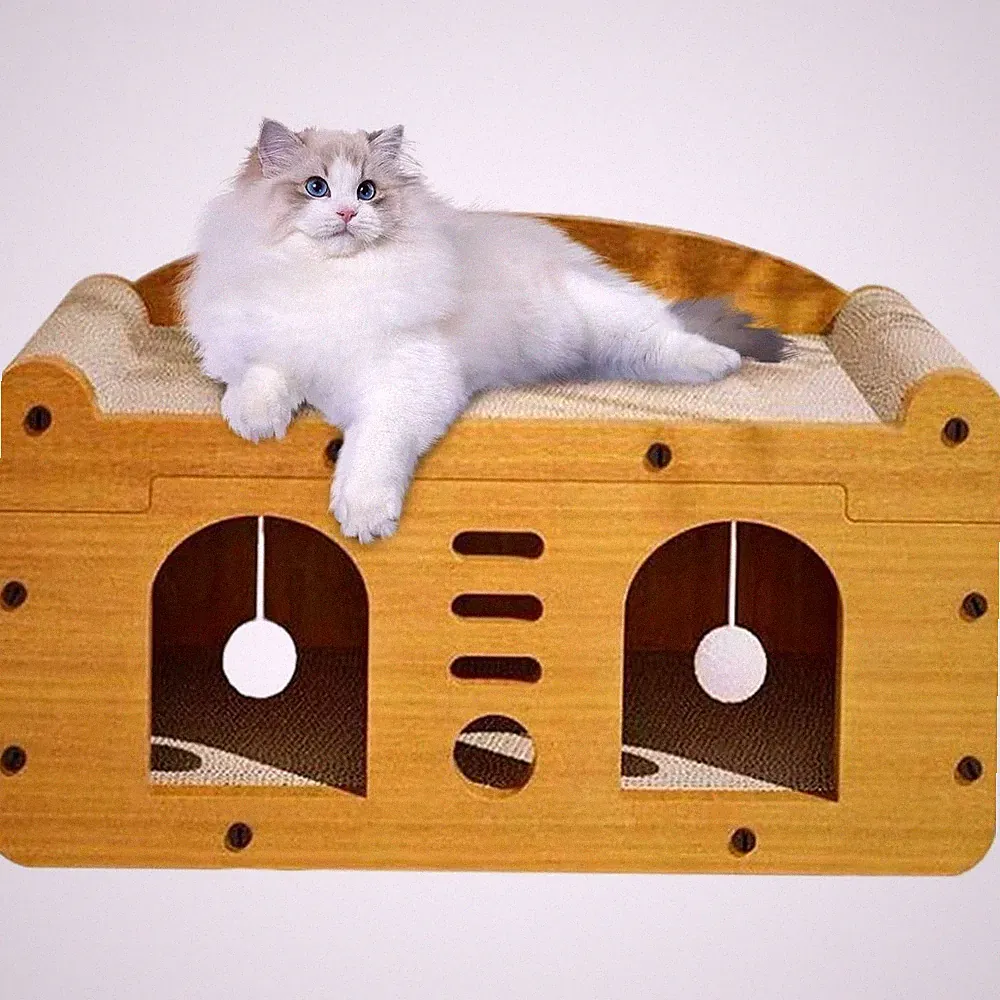 Katzenhaus Katzenbett Katzen Kratzbrett Multifunktions Kratzpappe Kratzkarton