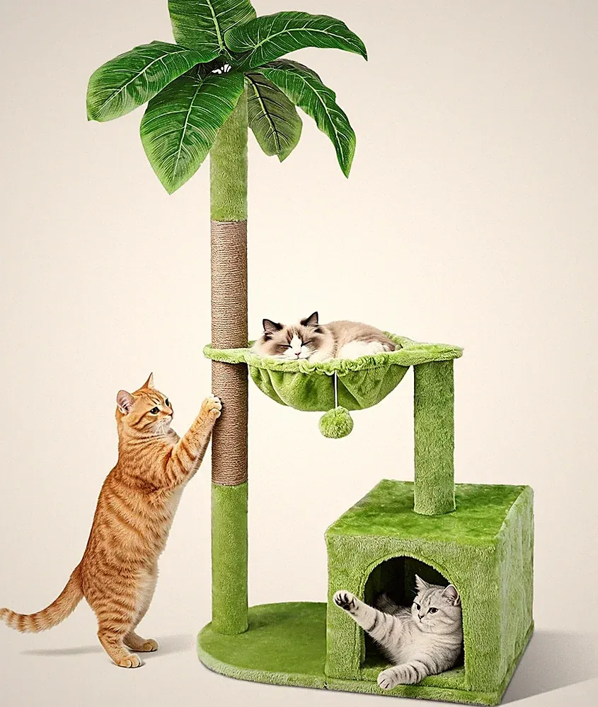 Katzenkratzbaum 110cm mit Höhle Plüschball und Sisalseil für 2-3 Katzen