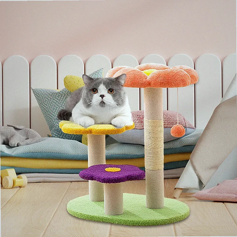 Katzenkratzbaum, 3 Ebenen, vertikaler Sisalseil-Kratzbaum für Kätzchen