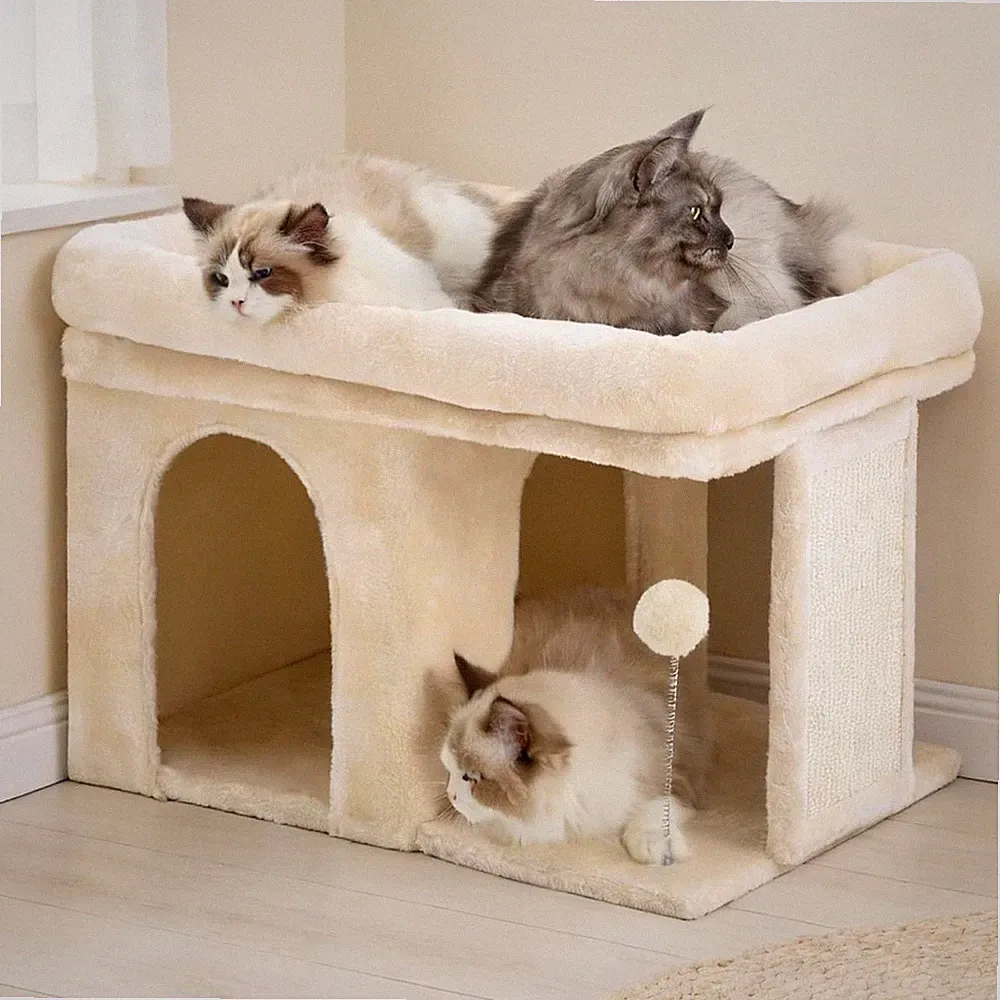 Katzenkratzbaum 35cm mit Ruhebett und Spielball für erwachsene Katzen