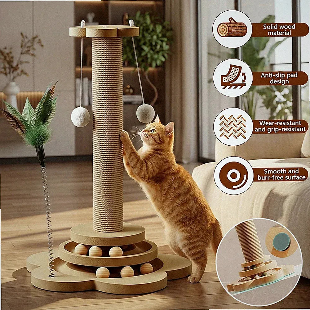 Katzenkratzbaum, 4-in-1 Katzenkratzer Spielzeug 18 Zoll groß Kratzbaum Spielzeug