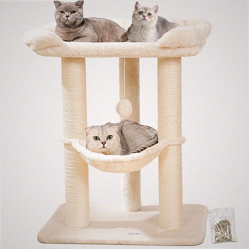 Katzenkratzbaum 71 cm Kratzsaite Liege Plattform Hängematte Kratzbaum beige