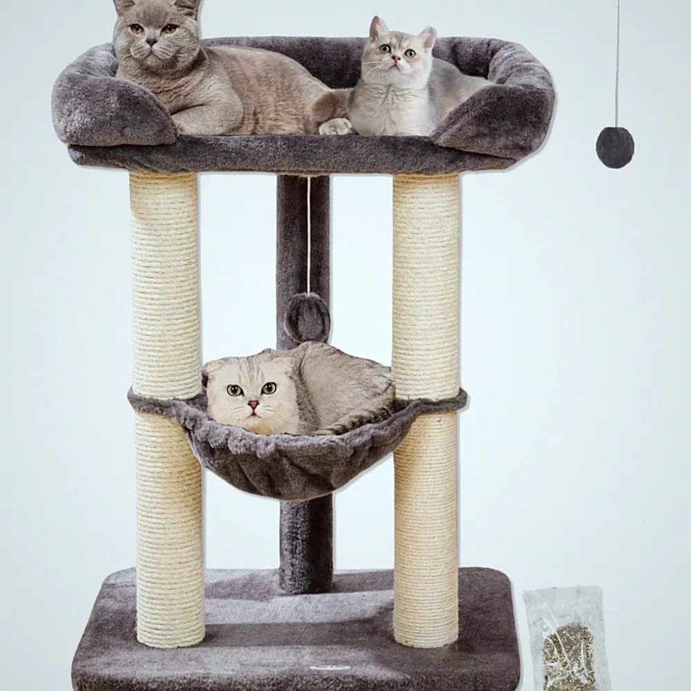 KatzenKratzbaum 71cm Sisal Bett Hängematte Kratzstamm Für Große Katzen Grau