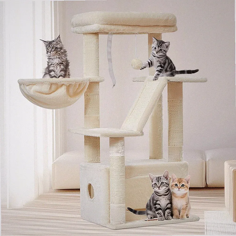 Katzenkratzbaum 98 cm – Stabiler Cat Tree mit Nest, Hängkorb & Sisal