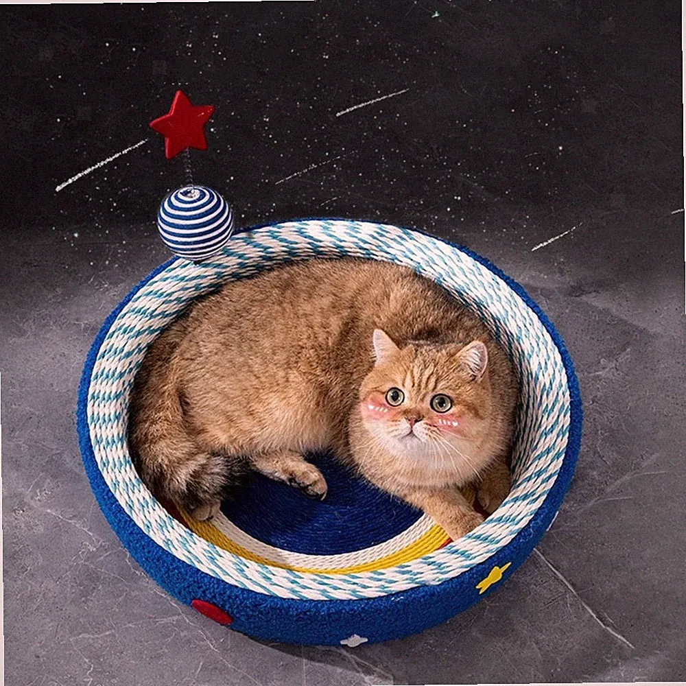 Katzenkratzbaum, Bequemes Nagebett mit Sternenspielzeug, Atmungsaktiv, Geeignet