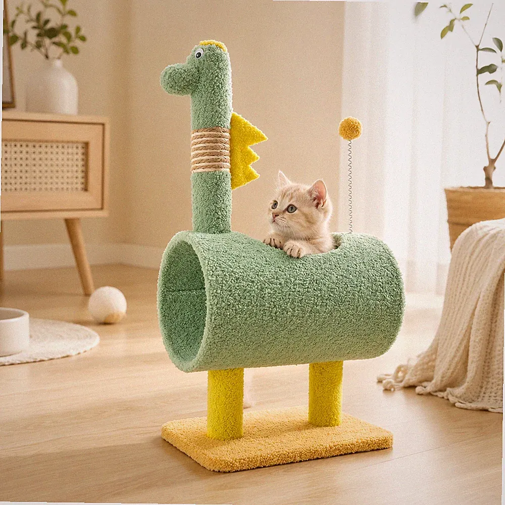 Katzenkratzbaum Dinosaurier Katzenbaum mit Katzenhöhle, Kratzsäule, Spielball