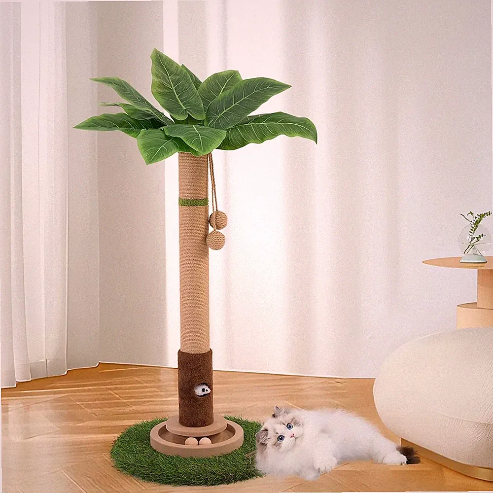 Katzenkratzbaum Holzspielzeug Mausloch 89,9 cm Interaktives