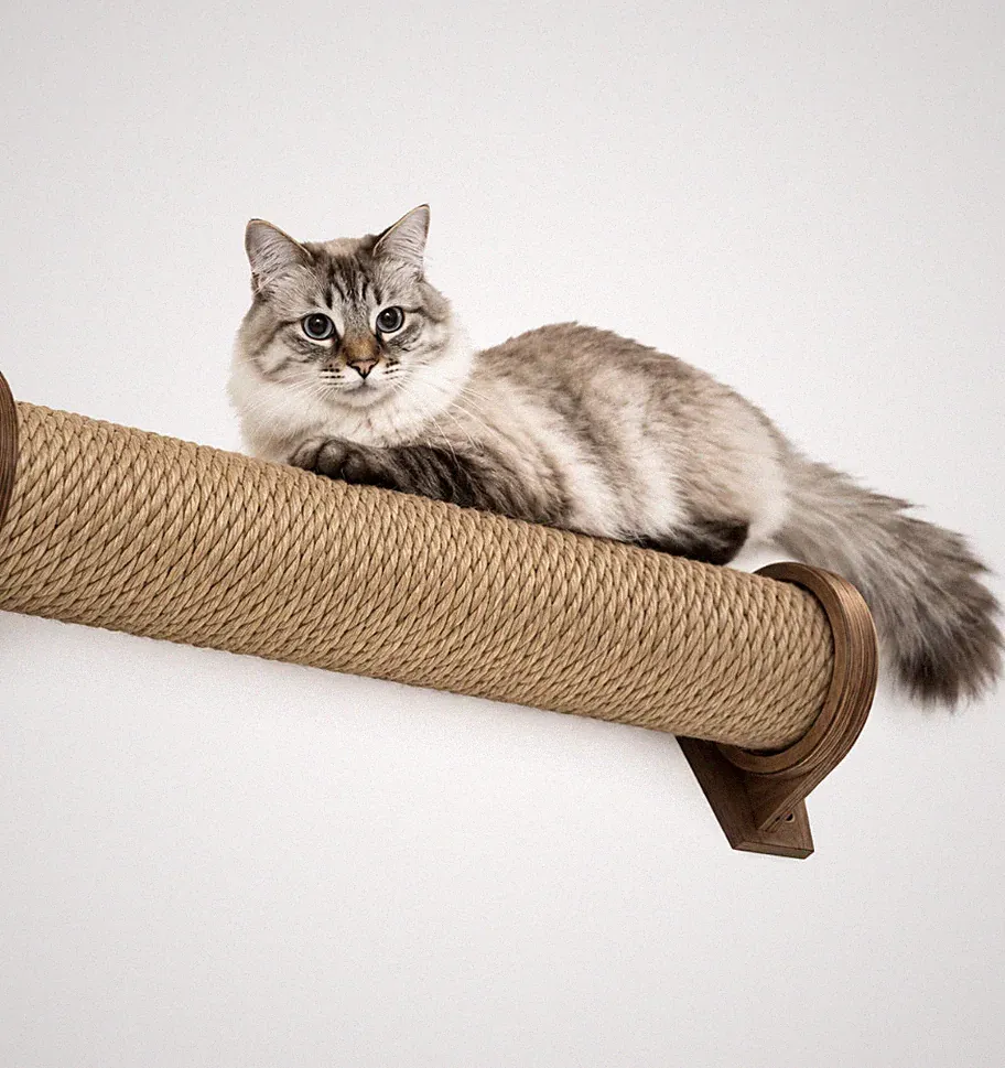 Katzenkratzbaum Jute-Kratzer für Training + Dübel– Wandkratzsäule Größe M 80 cm