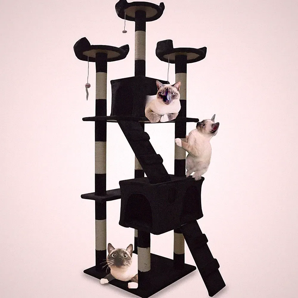 Katzenkratzbaum Katzenbaum Katzenhaus Kratzsäule XL Schwarz Bituxx