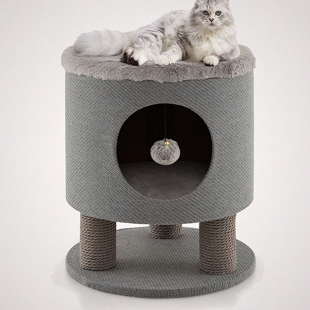 Katzenkratzbaum klein Grau 40x40x47cm Kratztonne & Hocker modern
