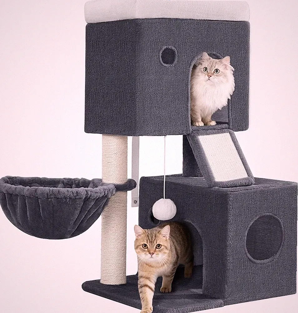 Katzenkratzbaum klein mit Höhlen Platten Korb Sisal Kratzbretter Spielbaum