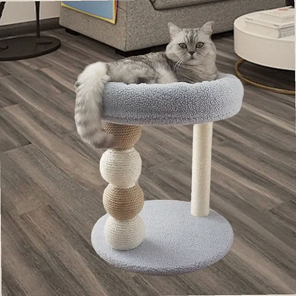Katzenkratzbaum, Kleiner Katzenbaum, Rund, Sitzstange, Interaktives Spielzeug