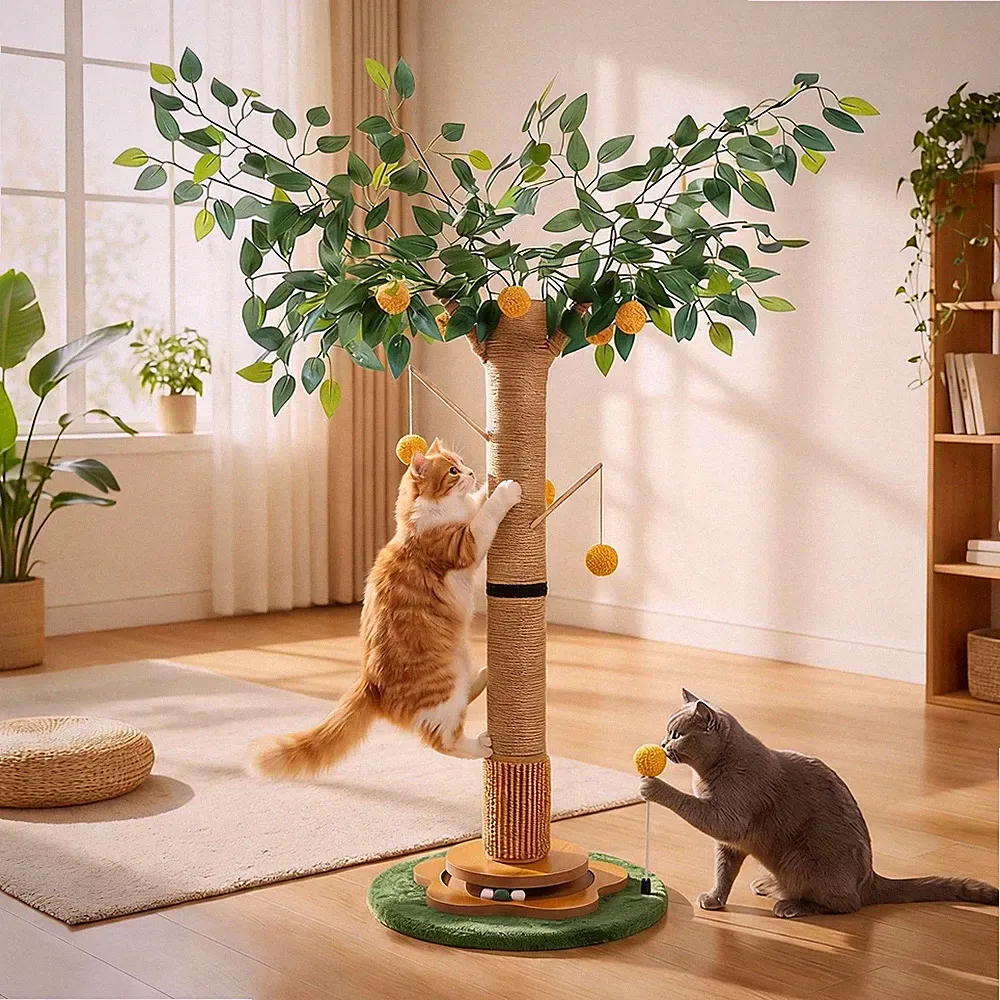 Katzenkratzbaum Kratzbaum Cat Scratching Post 85 cm mit Interaktiven Bällen u...