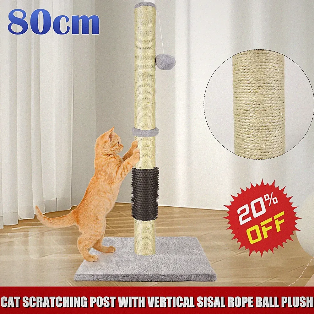KATZENKRATZBAUM KRATZBAUM KÄTZCHEN FÜR KATZEN BAUMKRATZER SISALSTANGE 80CM
