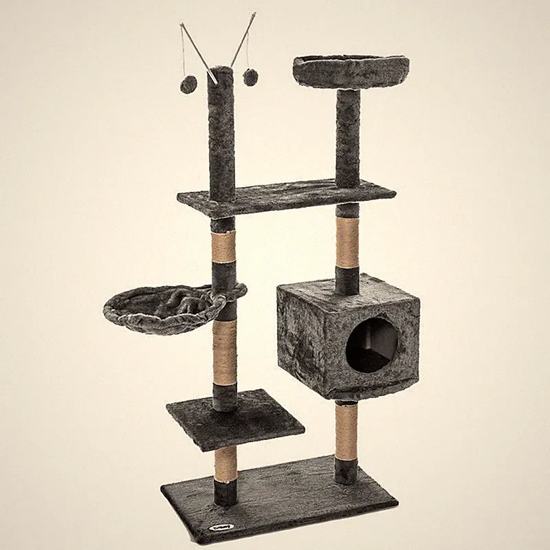 Katzenkratzbaum Kratzbaum Katzenbaum 150cm Spielbaum Kletterbaum für Katzen Grau
