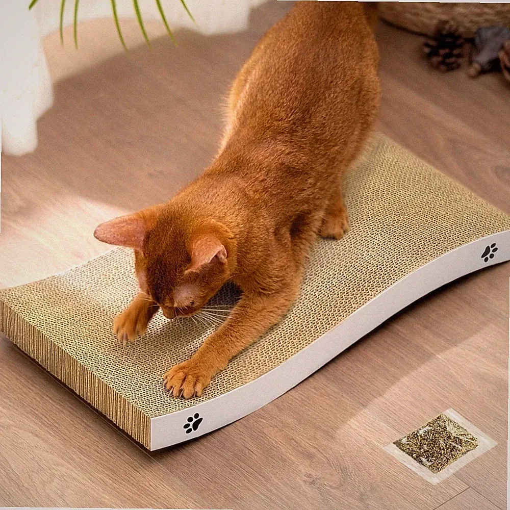 Katzenkratzbaum Kratzmatte Groß Katze Kratzbrett mit Wellenform Kratzboden Mö...