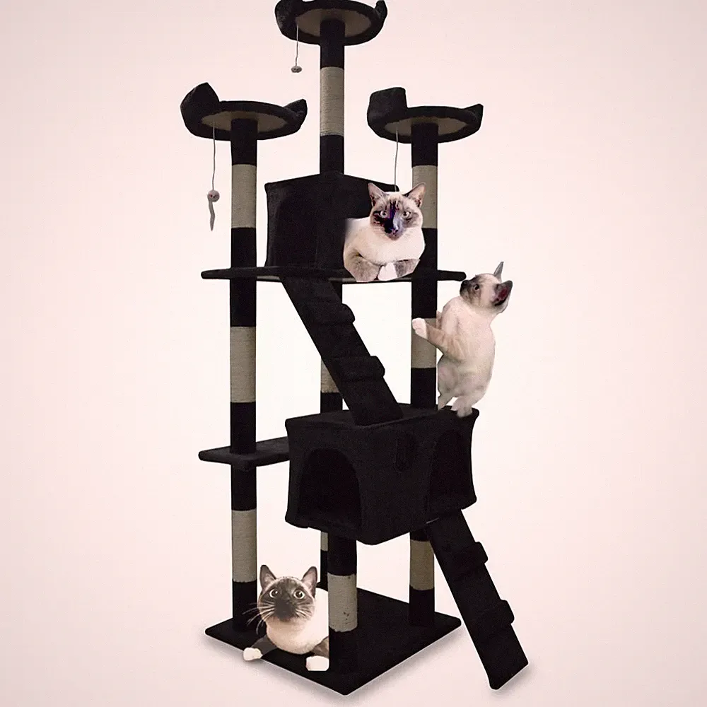 Katzenkratzbaum Kratzsäule Kratzbaum Katzenturm XL Schwarz Bituxx®