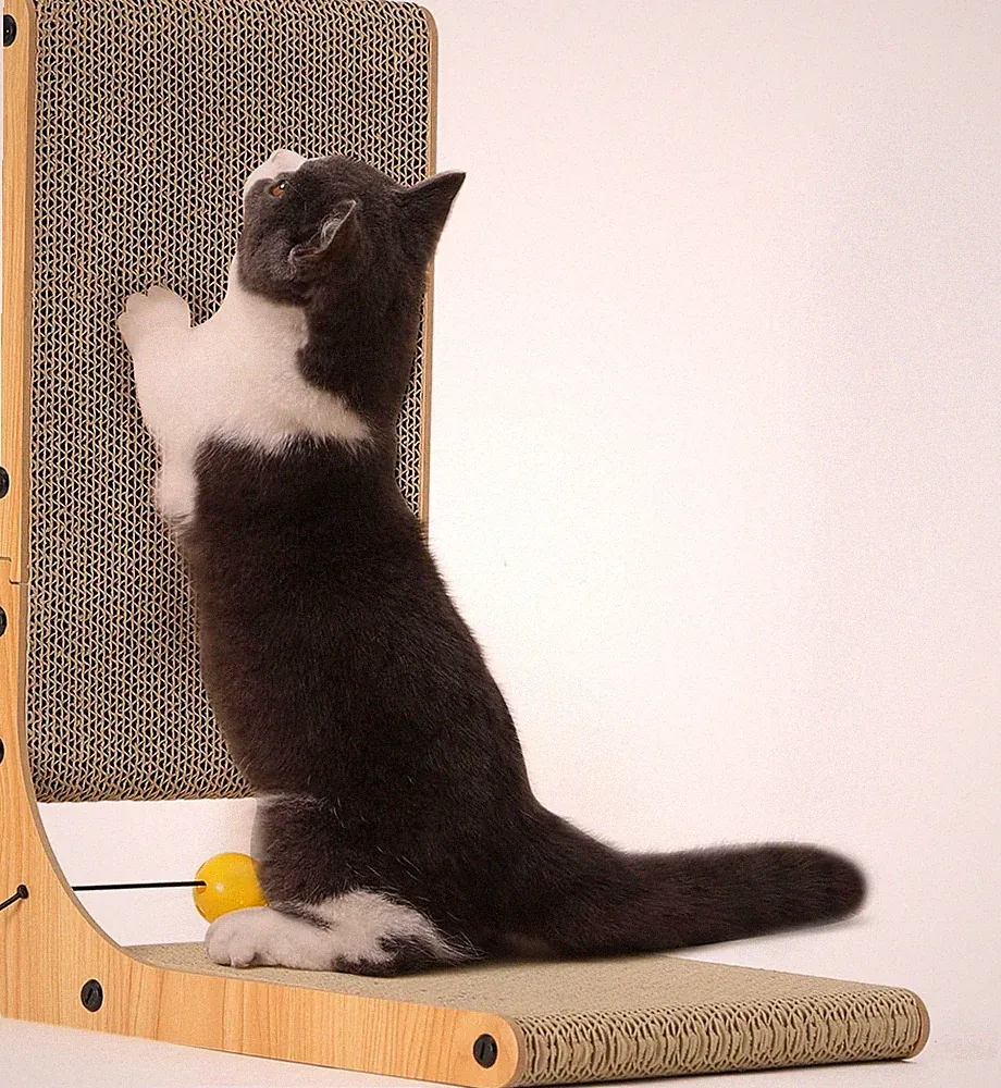 Katzenkratzbaum L-Form 48x38x23 cm Kratzbrett Wand Katze Sisal Liege Möbel klein
