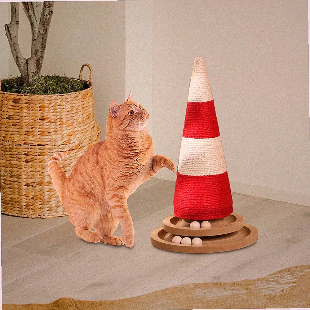Katzenkratzbaum mit Kugelschleifkralle für Indoor Katzen Kegelkratzsäule