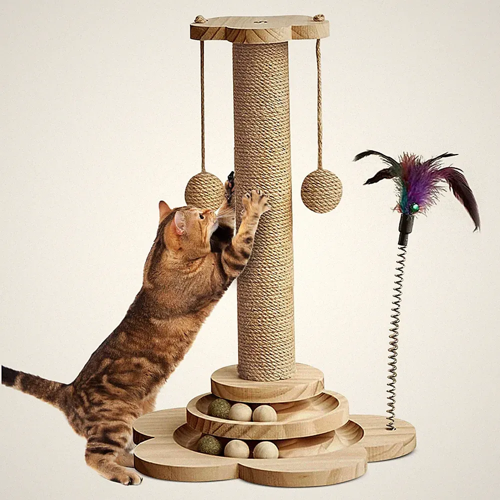 Katzenkratzbaum mit Natursisal stabiler Katzenkratzer für drinnen kleiner